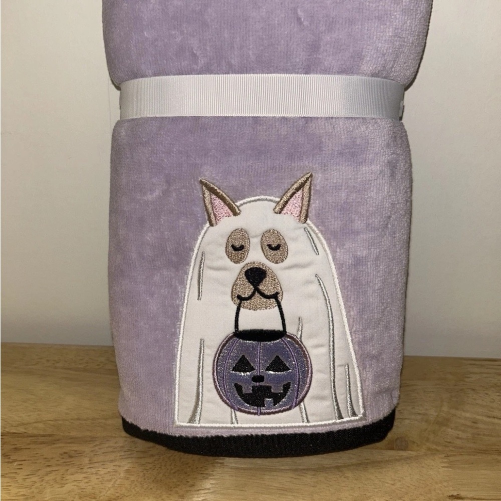 ⭐️ 2/$50 Halloween Dog Hand Towel Lavender Ghost Pup Trick or Treat
